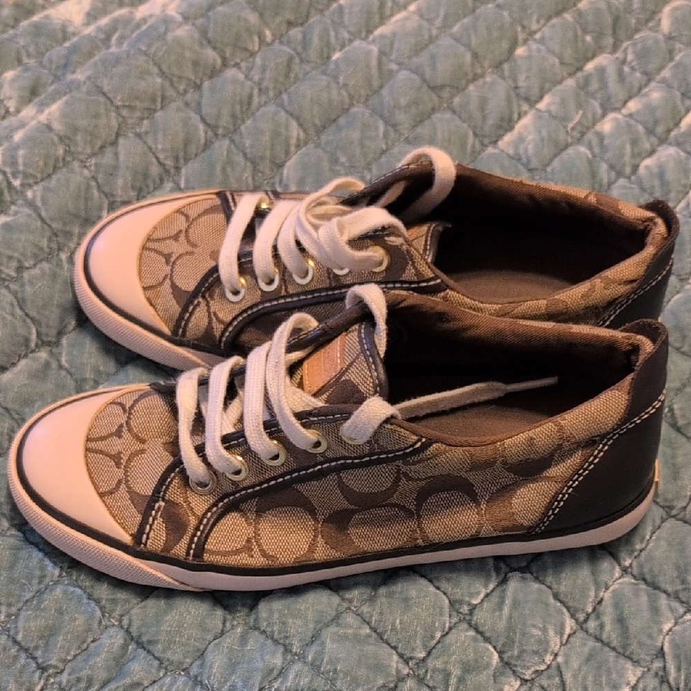 Coach Brown and Caramel Signature Women's Sneakers - Picture 3 of 4
